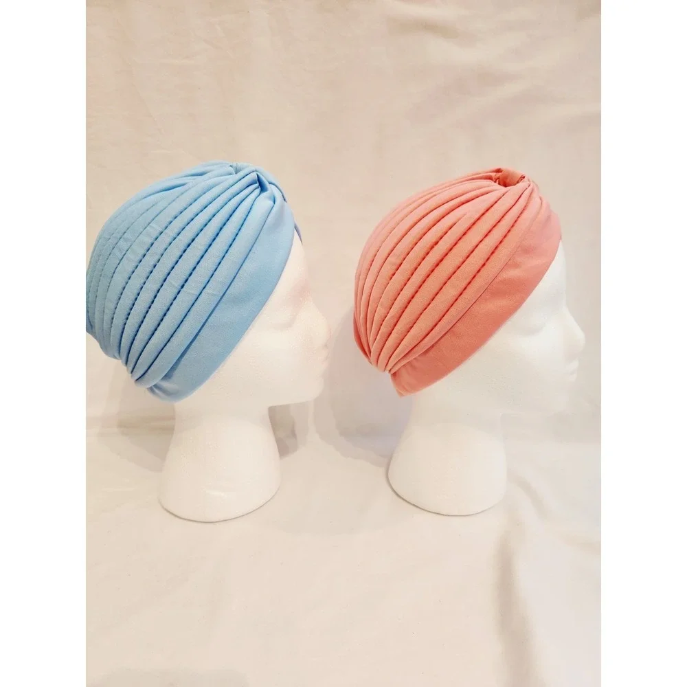 Set of 6 Crinkle Twist Ribbed Turban Headwraps Chemo Caps Polyester Accessory